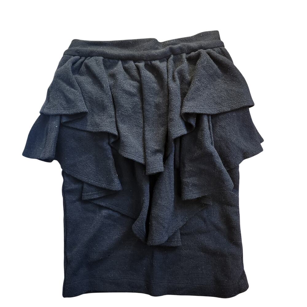 Samantha Pleet Black Tiered Origami Ruffle Midi Pencil Skirt Small